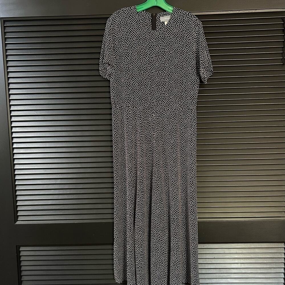 Vintage 90’s RomCom Style Long and Loose Black and White Polka Dot Dress, Size 6